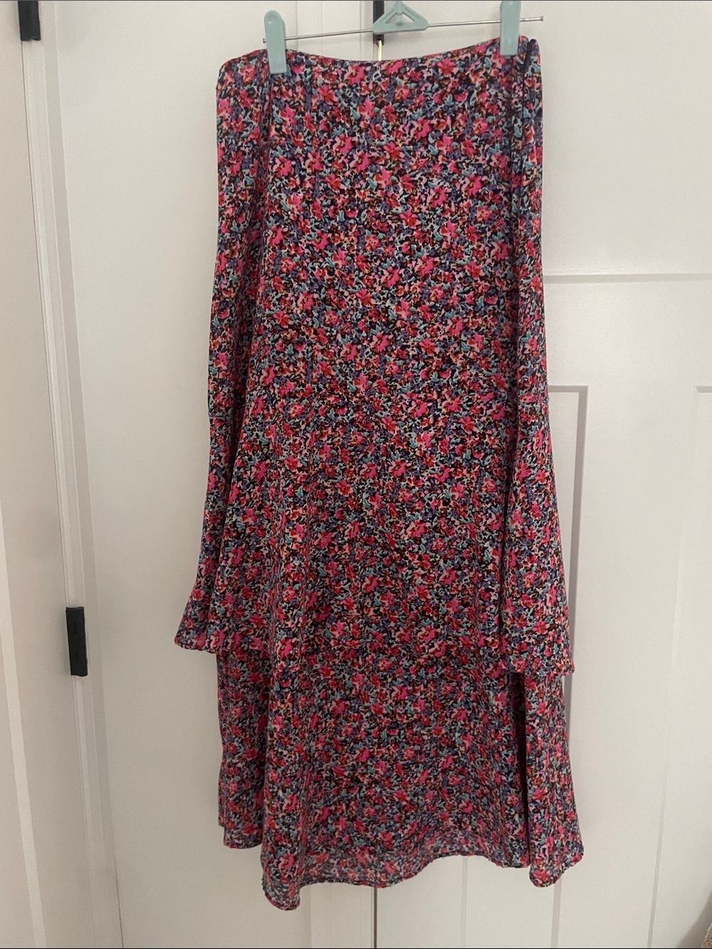 AFRM Pink Multi Floral High-Low Midi Skirt